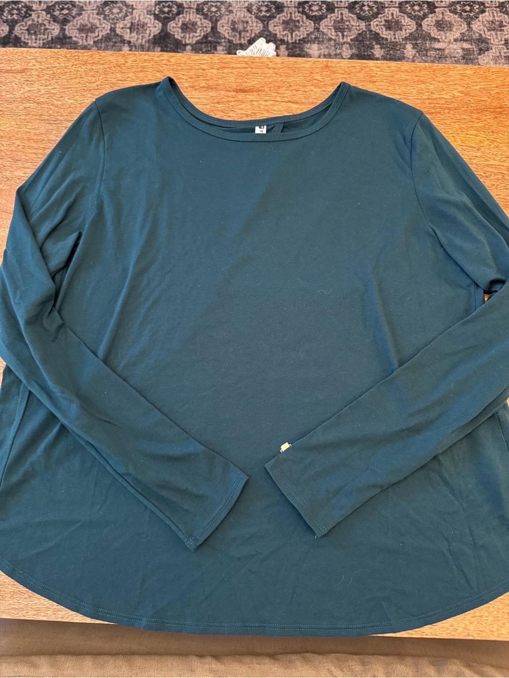 Fabletics Long-Sleeve Split Back Crewneck Top in Teal Green